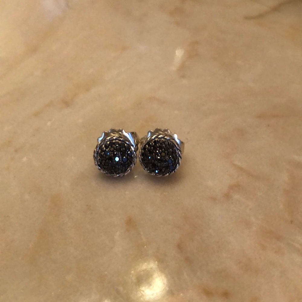 David Yurman Petite Pave Black Diamond Earrings